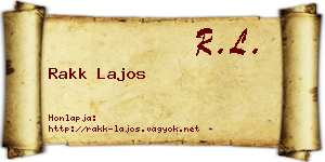 Rakk Lajos névjegykártya